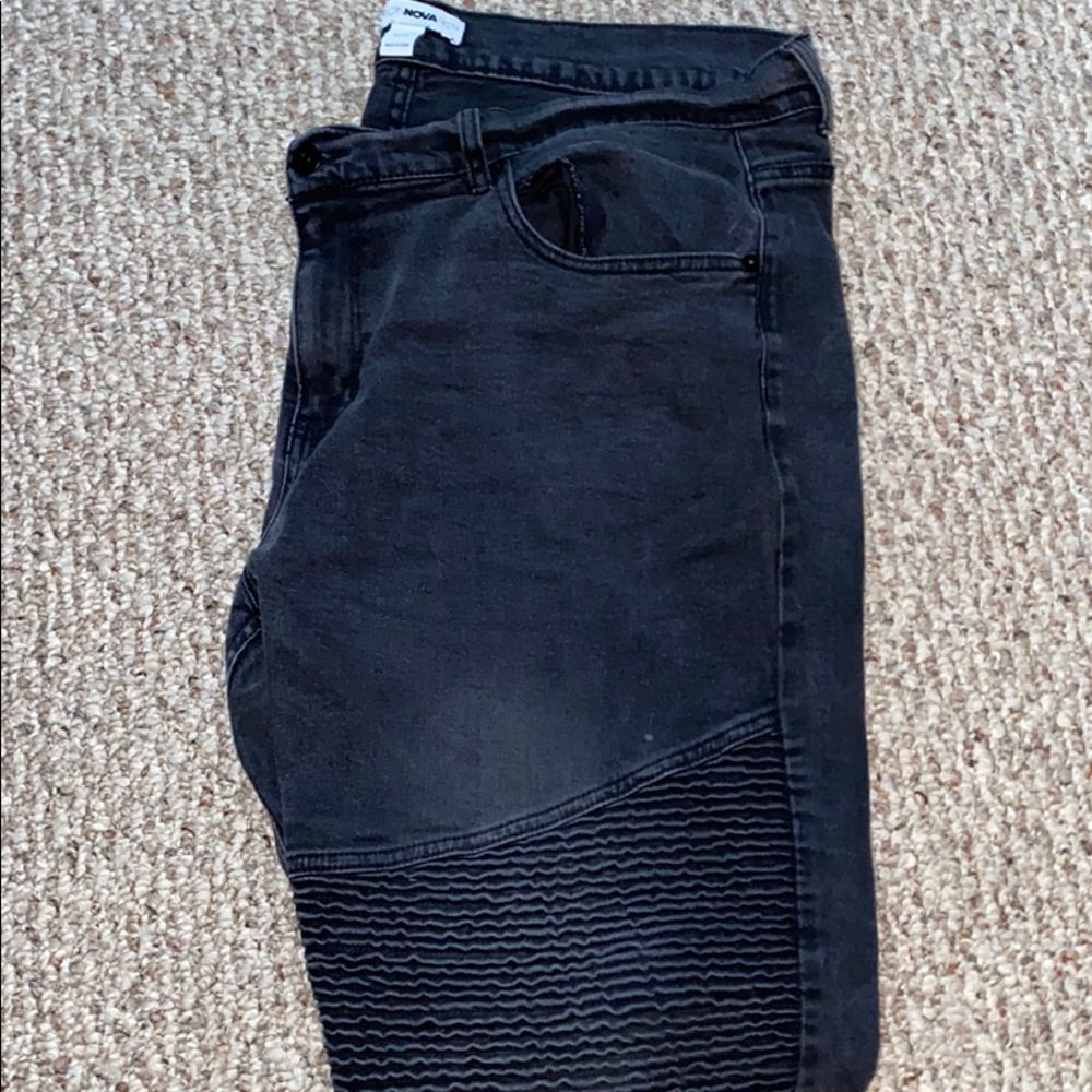Distressed Ripped Moto Jeans